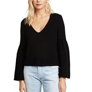 Free People Black Damsel Bell Sleeve Sweater